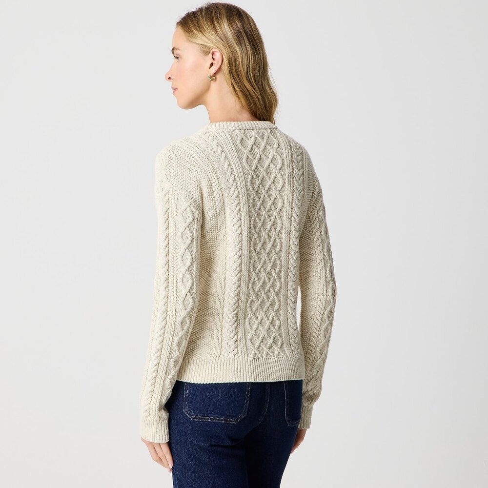 J. Crew Cream Cable Knit Crewneck Sweater - Picture 4 of 7